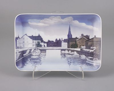 Лоток "Копенгаген". Фарфор, роспись подглазурная, 12,8х19,3 см., Дания, "B&amp;G" (Бинг и 