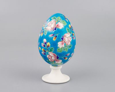 Яйцо пасхальное "Цветущие веточки". Фаянс, эмаль, роспись, h-12 см., Франция, "Emaux de Longwy" 