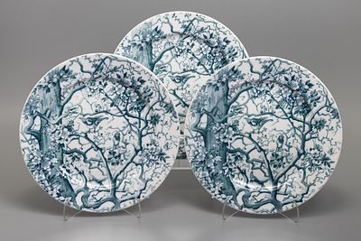 Тарелки декоративные "Птицы на ветках" (3 шт.). Фаянс, деколь, d-23,5 см., Англия, B.W.M.&amp;Co 