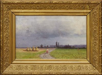 Картина в раме "Перед грозой". Холст, масло, 29,2х45,7 см. (картина), 44,5х60,7 см. (рама), в 