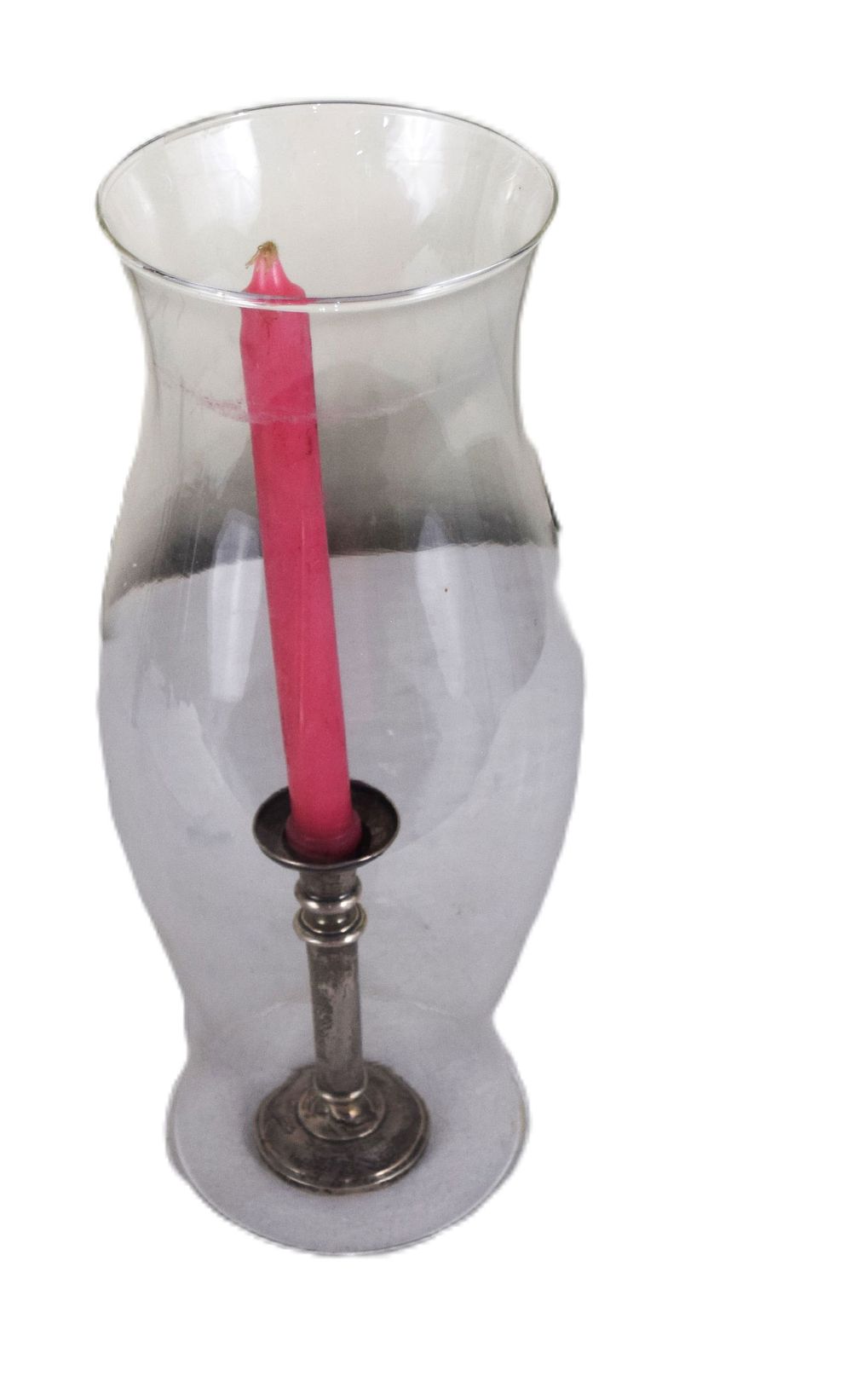 Lot 176: Sterling Candlestick With Hurricane Shade