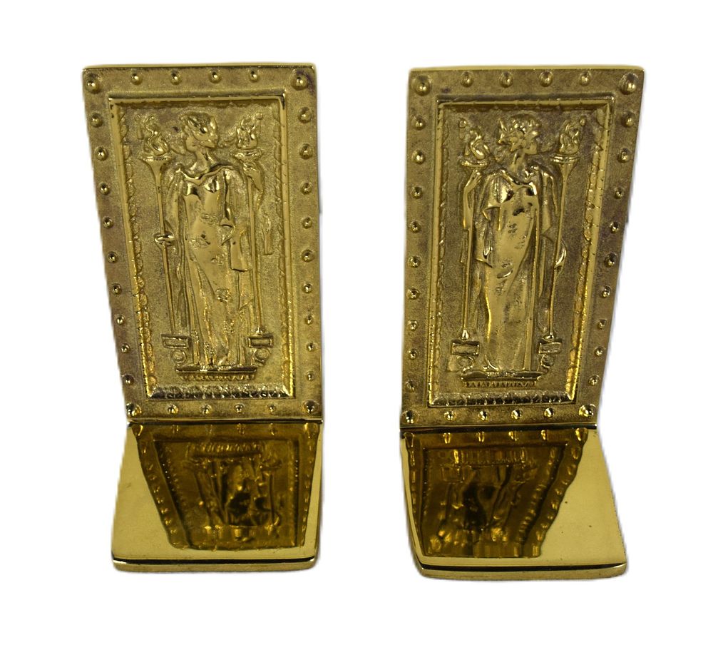 Lot 242: Pair Of Brass Bookends