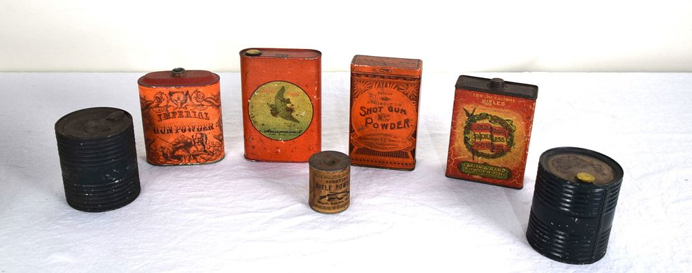 Lot 130: Collection of Early Gunpowder Tins