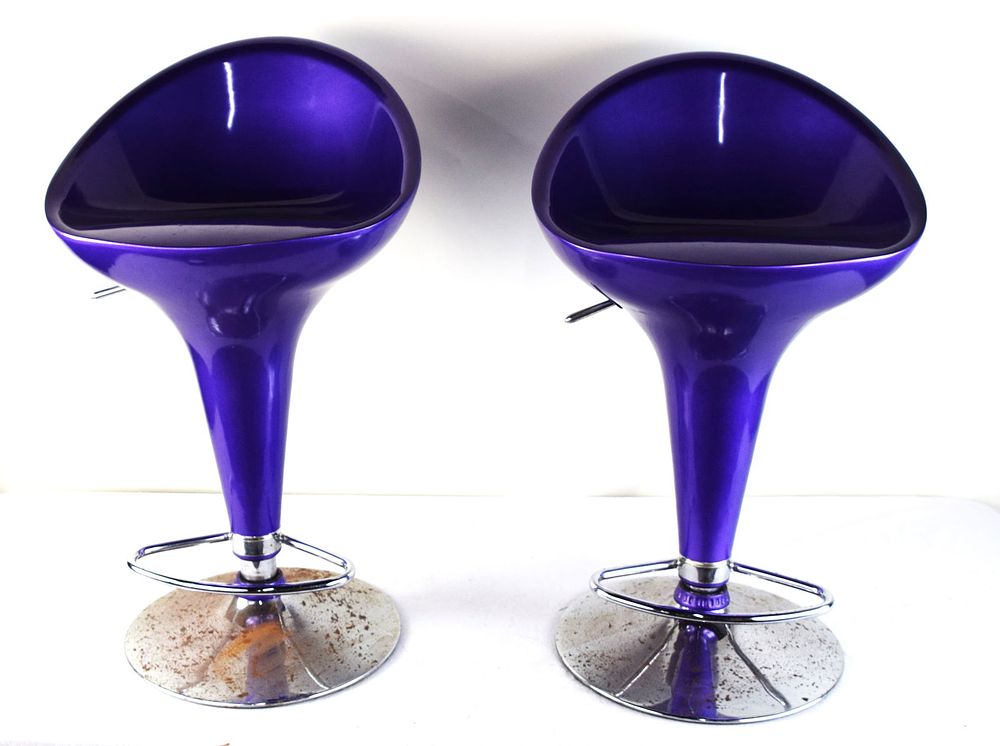 Lot 154: Pair Of Purple Bar Stools