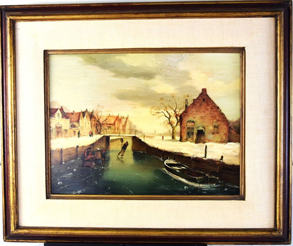 Lot 175: Dutch Canal Scene Painting