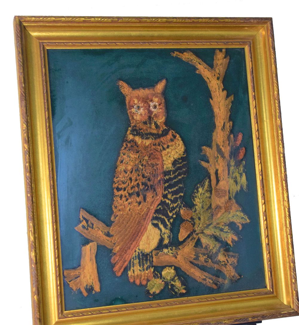 Lot 154: Crewelwork Of An Owl