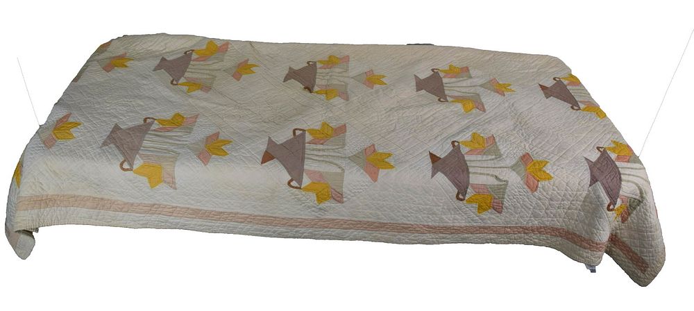 Lot 78: Tan & Orange Quilt