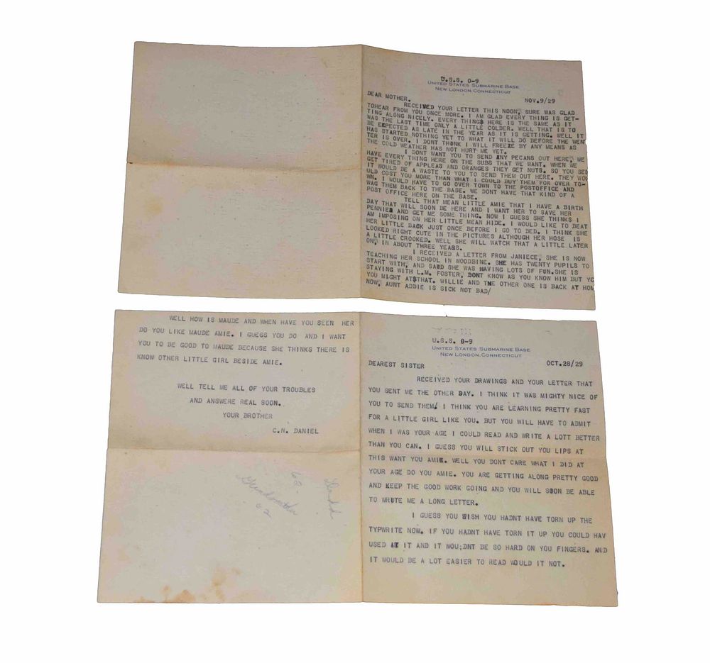 Lot 159: Letters from Submariner