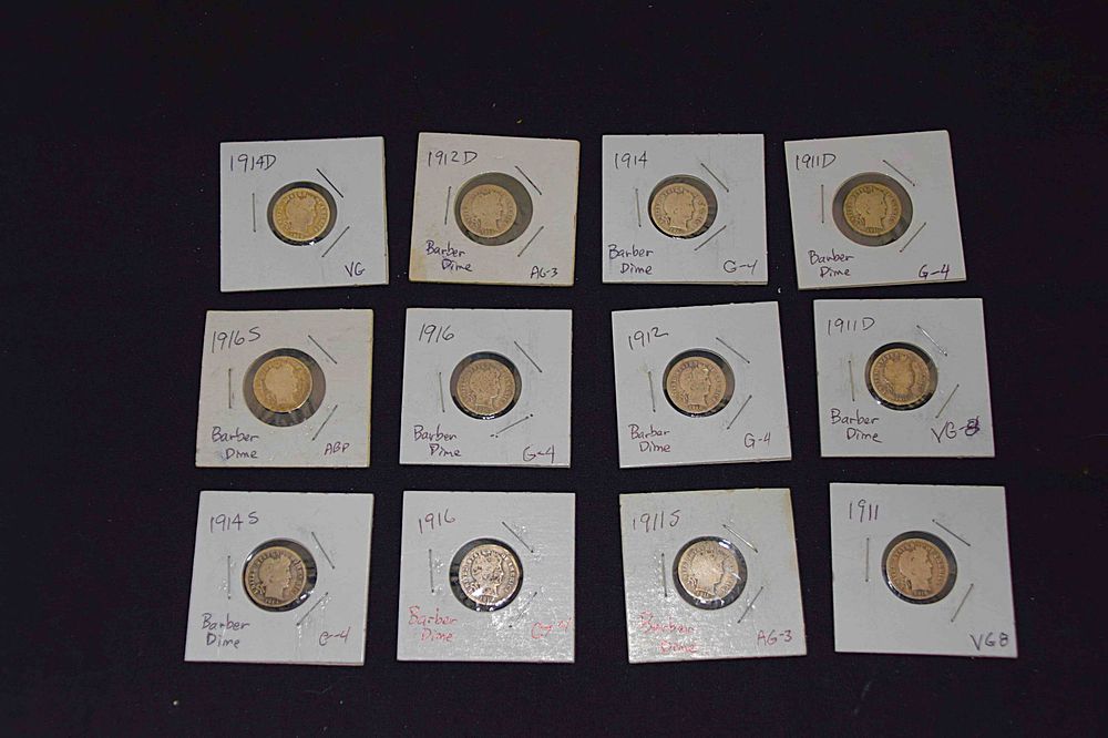 Lot 210: Barber Dime Collection
