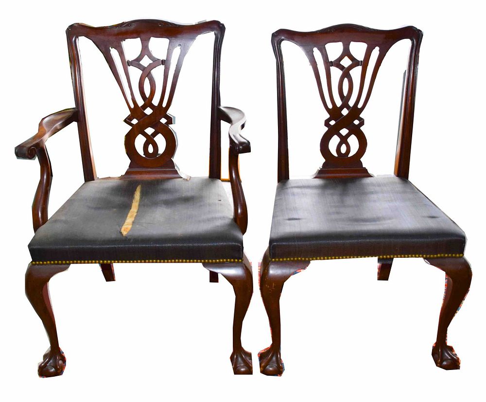 Lot 269: Pair of Chippendale Style Chairs