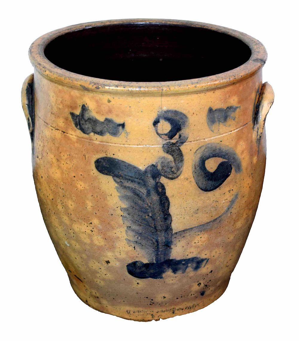Lot 138: Blue Decorated Crock