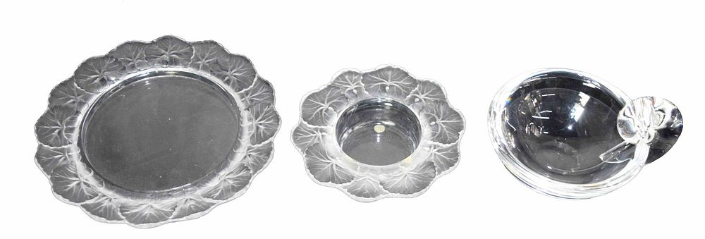 Lot 183: Lalique Plate and Steuben Candy Dish