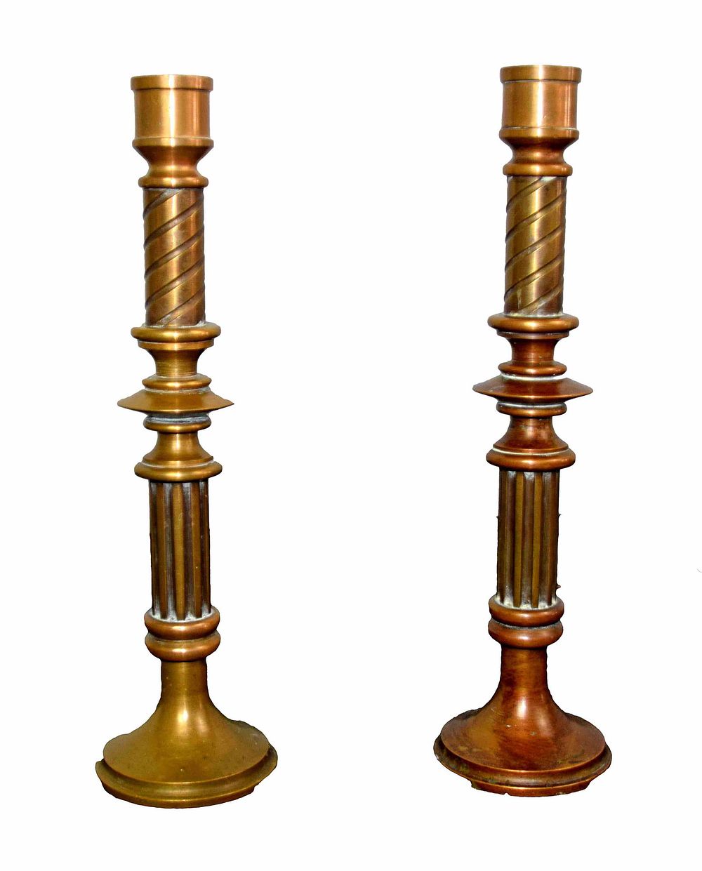 Lot 217: Two Heavy Brass Candle Sticks