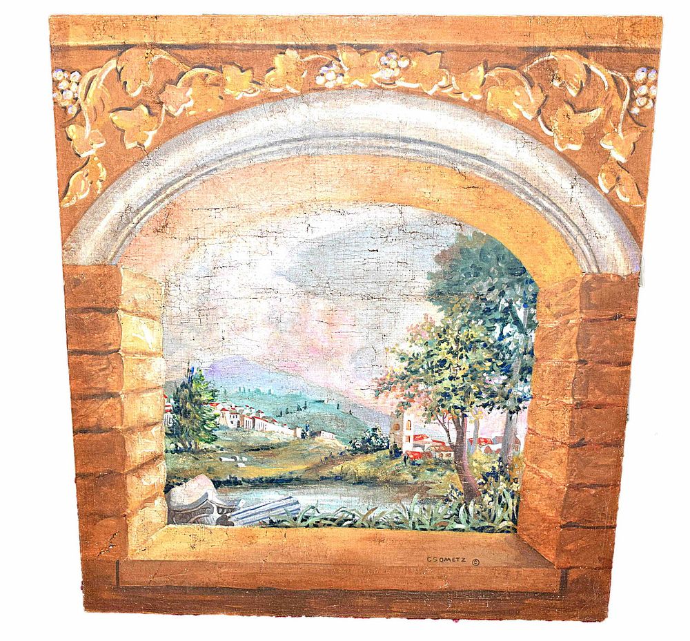 Lot 154: Tuscany Painting/Fire Screen