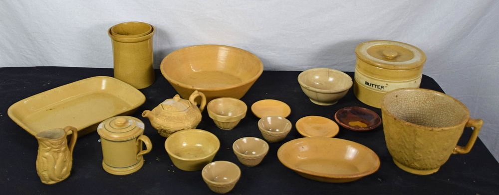 Lot 165: Yellowware Tableware Items