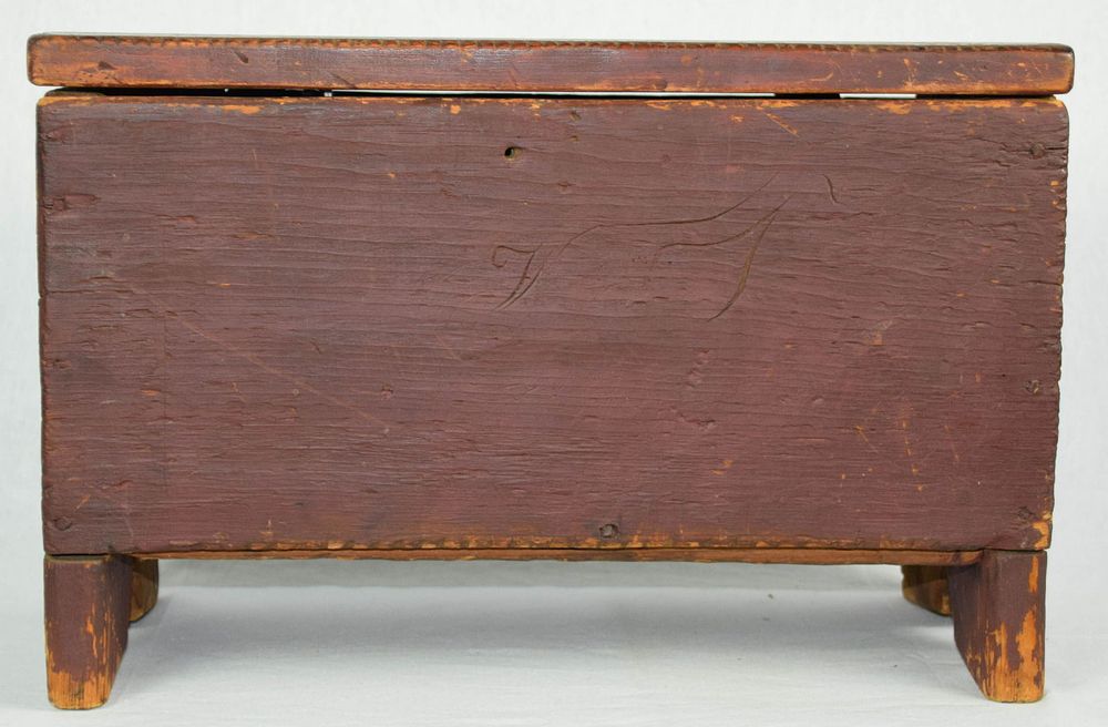 Lot 166: Miniature Blanket Box in Old Red Paint