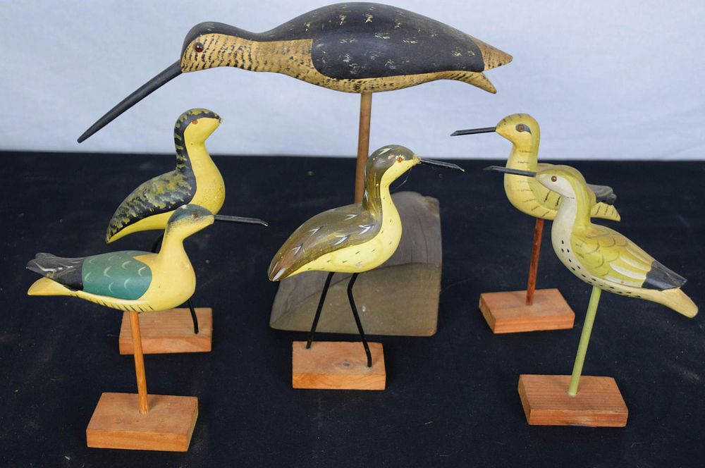 Lot 173: Six Carved Shore Birds