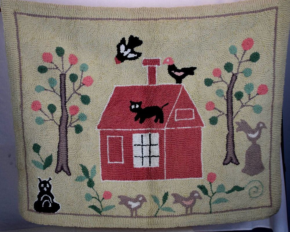 Lot 176: Hooked Pictoral Scatter Rug