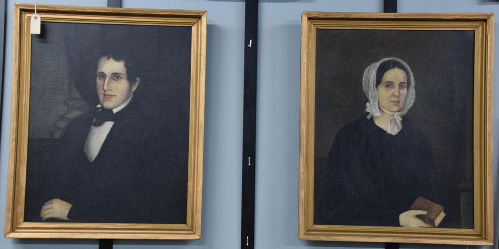 Lot 185: Pair of  Painted Portraits (Copies)