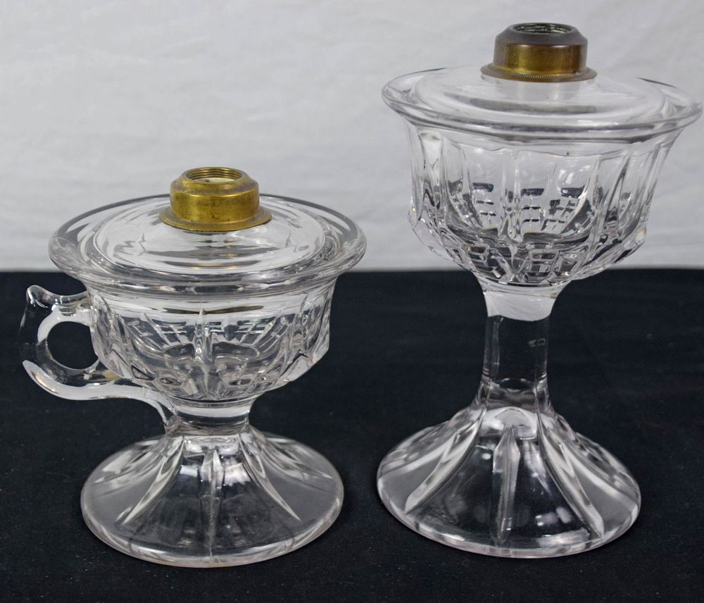 Lot 229: Pattern Glass Hand Lamps