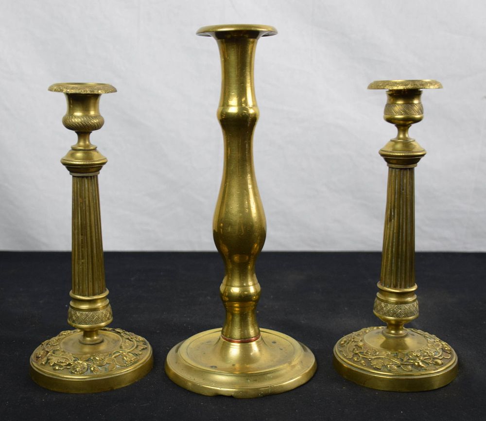 Lot 233: Lot of Brass Candlesticks