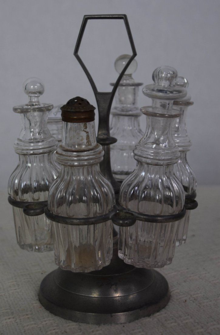 Lot 173: Pewter Cruet Frame attributed to Israel Trask