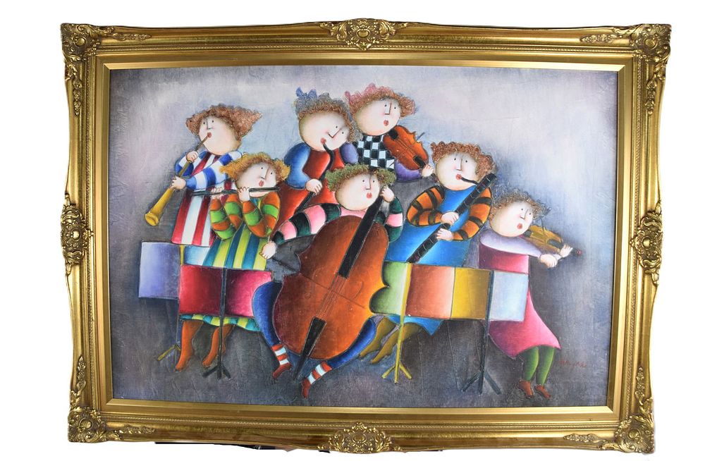 Lot 142: Child Orchestra Oil Painting