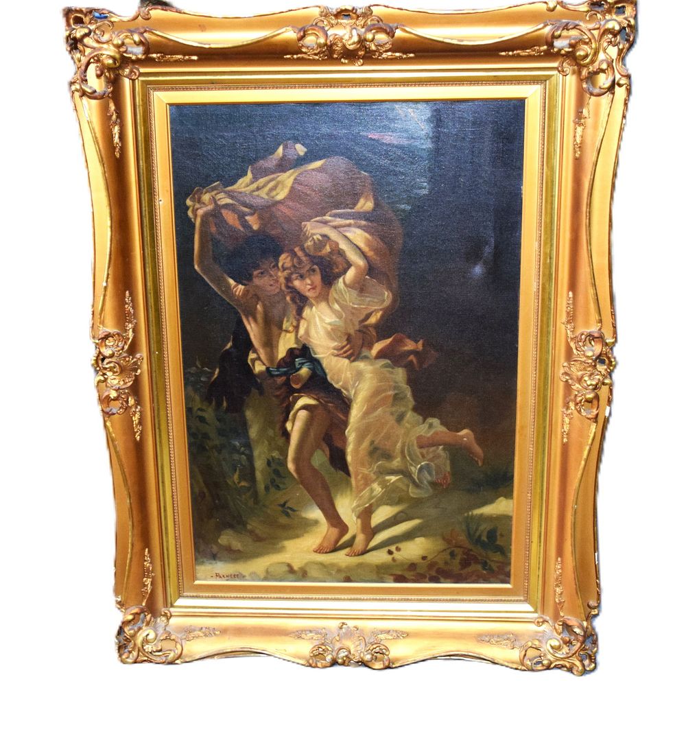 Lot 218: Canvas Print Of Young Boy And Girl