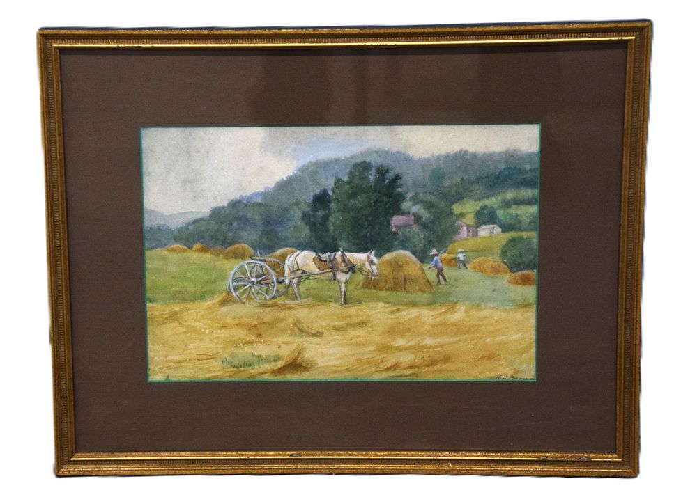 Lot 180: Hay Field Watercolor