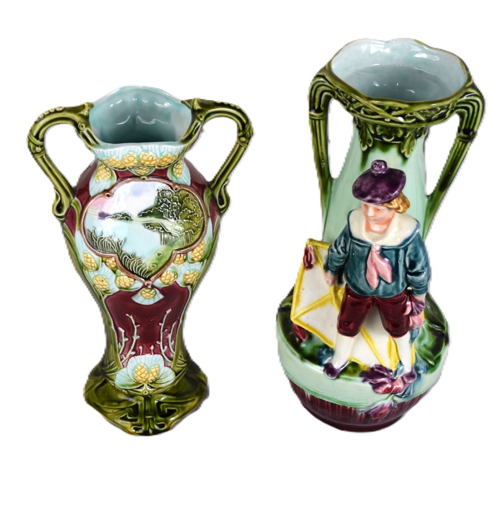 Lot 218: Two Majolica Vases