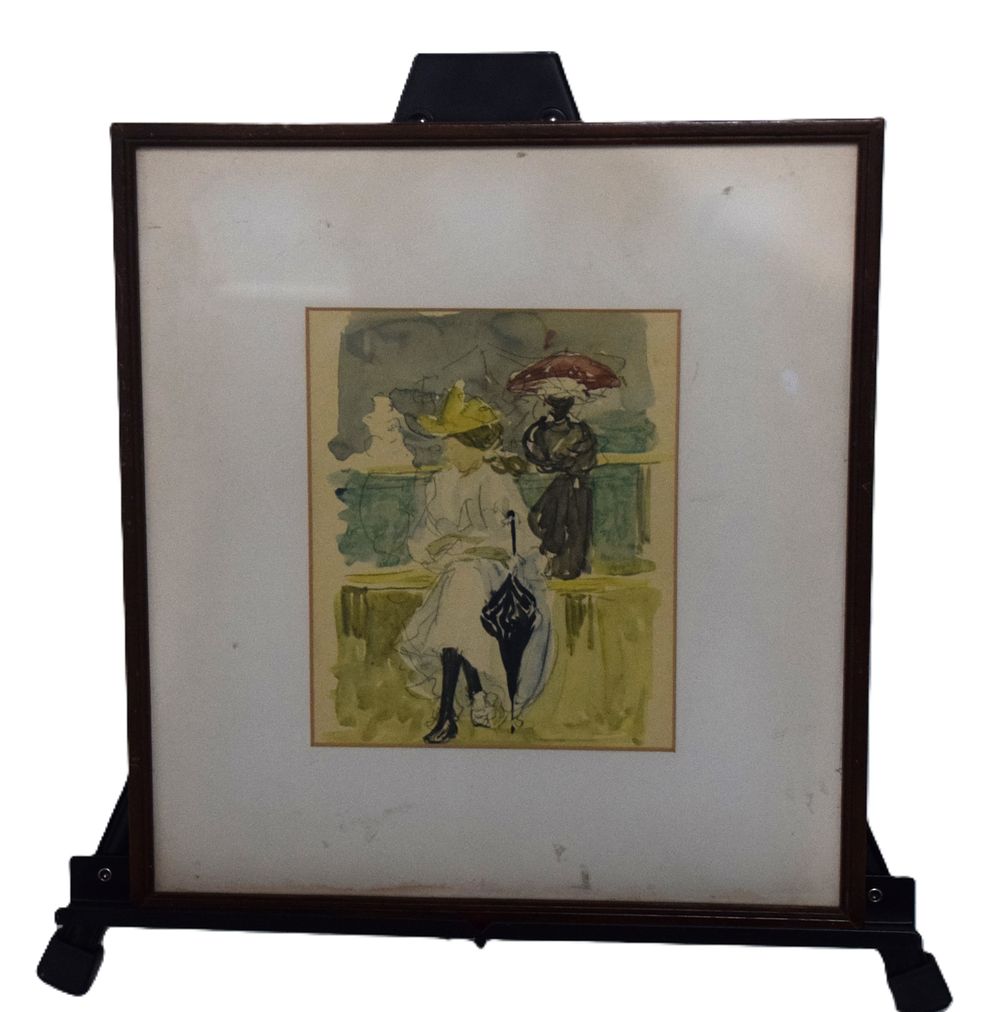 Lot 158: Watercolor of Two Ladies