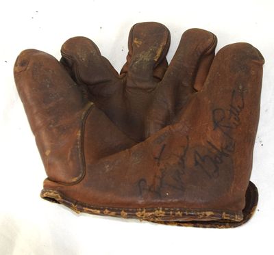 Signed Babe Ruth Glove. Vintage 1940s Andy Pafko Wilson glove signed "Best Wishes Babe Ruth". 