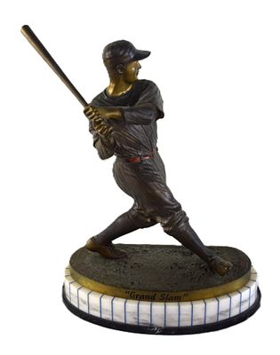 Lou Gehrig Bronze Sculpture. 1988 bronze sculpture of Lou Gehrig created and signed by R.P. Daus 