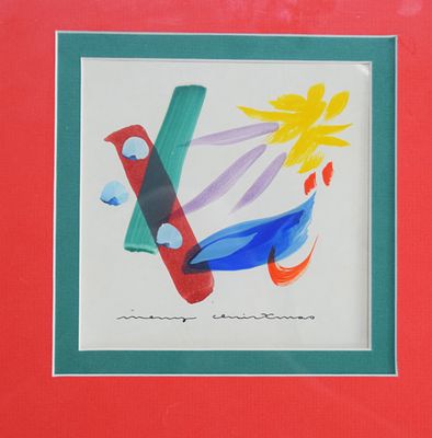 Alexander Calder. An oil painting on card (circa 1950s-60s) as a Merry Christmas gift to Harry 