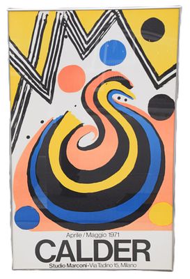 Alexander Calder Poster. Framed Calder poster for the "Studio Marconi" Milano Italy, April 1971. 