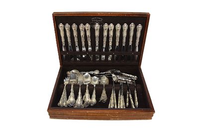 Gorham Sterling Silver Flatware Set service for 12 to include: 12 dinner knives with Sterling 