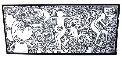 Large Attributed Keith Haring Oil Painting. A large attributed/in the style of a Keith Haring 