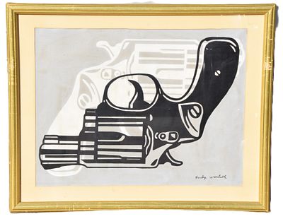 Andy Warhol Double Revolver Screenprint. Screenprint of double revolvers-one white, one black. 