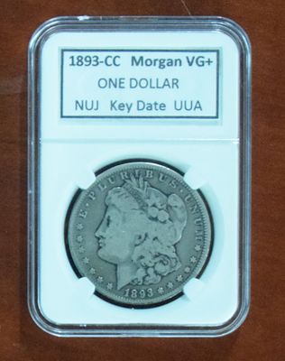 1893 Carson City Morgan Dollar. 1893 Carson City Morgan silver dollar graded VG+, rare date