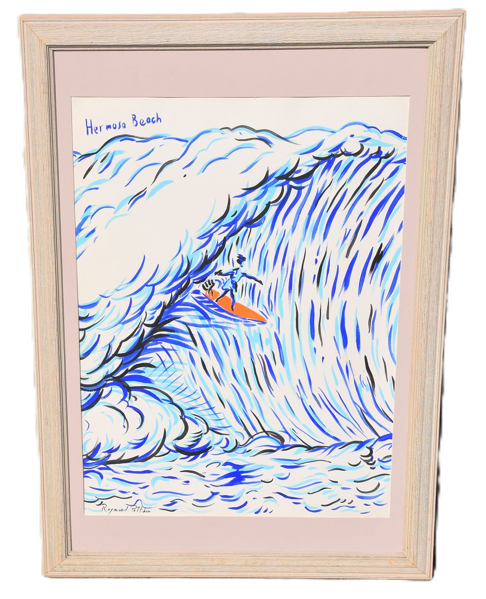 Lot 110A: Pettibon Oil Painting Of Hermosa Beach