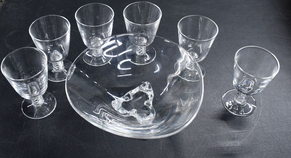 Lot 193: Stueben Bowl With Stem Glasses