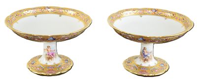 Pair Of Old Paris Porcelain Compotes. Fine pair of old Paris compotes made by Charles Le Rosey 