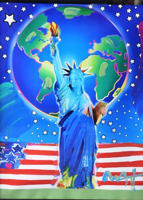 Peter Max Artwork. Signed and framed Peter Max mixed media with acrylic painting and color 