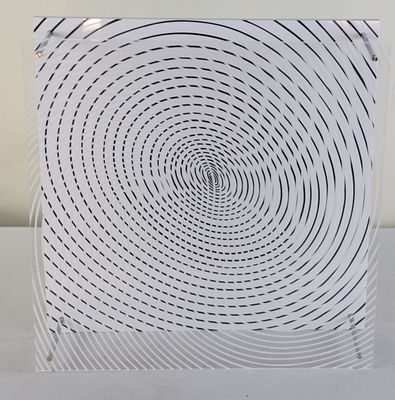 Jesus Soto Artwork. Screenprint on acrylic panels with metal rods titled "Espiral Double" number 