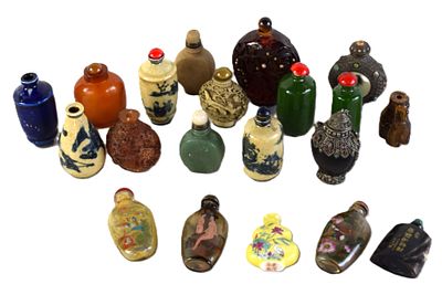 Collection Of Chinese Snuff Bottles. Collection of approximately 20 snuff bottles including 
