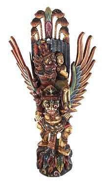 Balinese Garuda Vishnu Deity Sculpture. A fabulous well carved wooden Balinese Garuda Vishnu 