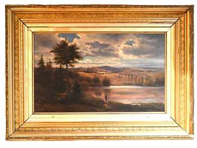 S. P. Hodgdon White Mountain Painting. Framed oil on canvas of a White Mountain scene signed by 