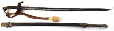US Civil War Army Foot Officer's Sword. US Army Civil War foot officer's sword with leather and 
