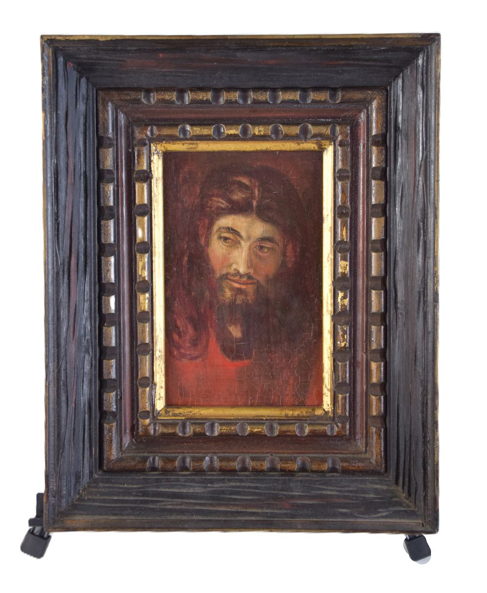 Lot 164: Oil On Board Of Jesus