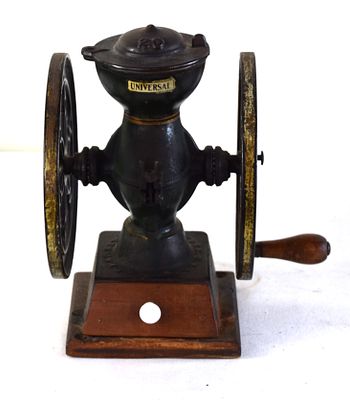 Country Double Wheel Coffee Mill. Small size double wheel coffee mill "Landers, Fraly and Clark" 